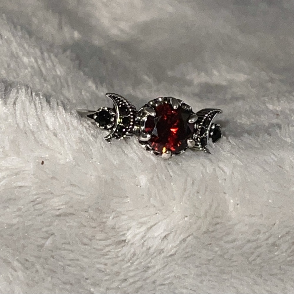 New Red Ruby Sterling Silver Eternity Goddess Moon Phase  Wiccan Ring - Picture 7 of 12
